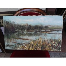 Средна картина масло на платно Испания, стара - 3795